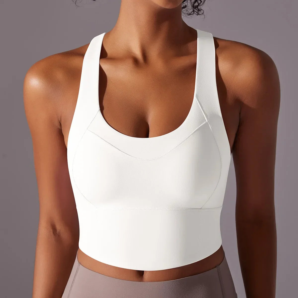 Cralom Cross Back Yoga Vest with Built-in Pads, Wide Straps Gym Crop Top