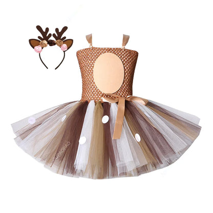Cralom Sparkly Elf Tutu Dress - Fun Santa Costume for Girls