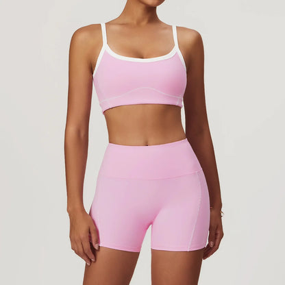 Cralom Summer Yoga Set for Women: 2 Piece Tight Fit Sports Suit