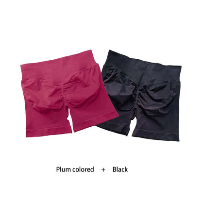 Cralom Seamless Leggings Gym Shorts Set for Women - Push-up Fitness Bottoms