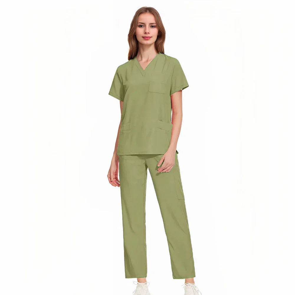 Cralom Medical Professional Scrub Set: Doctor Nurse Uniform for Hospital Beauty Salon