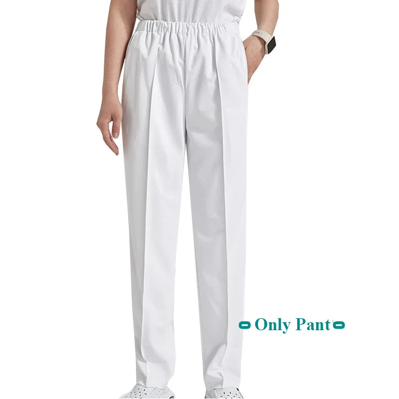 Cralom White Nurse Scrub Set Top and Pant - Hospital Workwear Suit