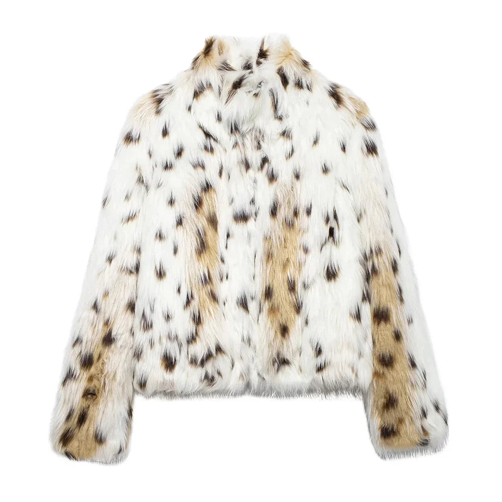 Cralom Leopard Lapel Feather Coat - Chic Women's Jacket