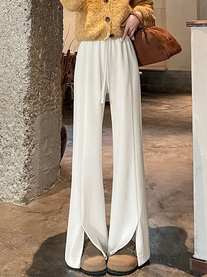 Cralom Women's High Waist Lace Up Wide Leg Pants