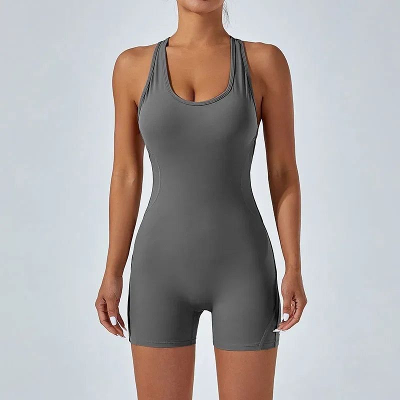 Cralom Beauty Back Sports Jumpsuit: Tight-Fit Yoga Set for Women, Hip Lifting & Backless.