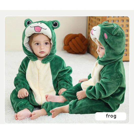 Cralom Green Frog Baby Jumpsuit with Tassel Hood - Animal Onesie