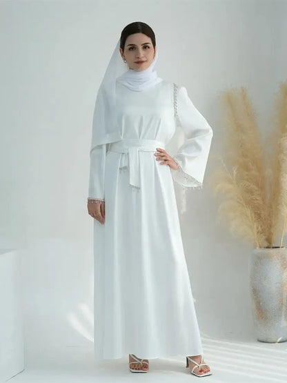 Ramadan Satin Diamond Abaya by Cralom: Elegant Islamic Dress for Women