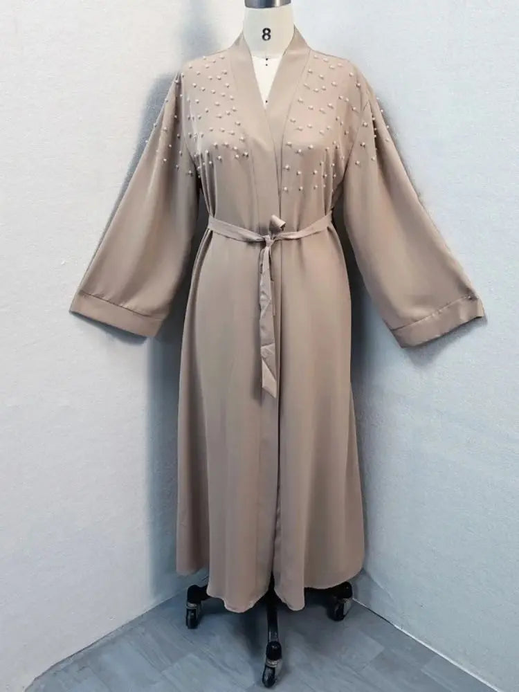 Cralom Luxury Eid Open Abaya Modest Kimono Kebaya Muslim Femme