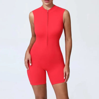 Cralom Seamless Yoga Jumpsuit - Summer Sleeveless Zip Bodysuit for Fitness & Workout
