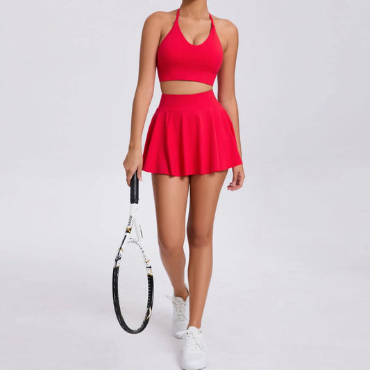 Cralom Yoga Tank Top & Tennis Skirt Set