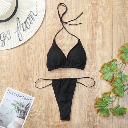 Cralom 2025 Pad Triangle Bikini Swimwear Women Swimsuit - Beach Sexy Maio Monokini