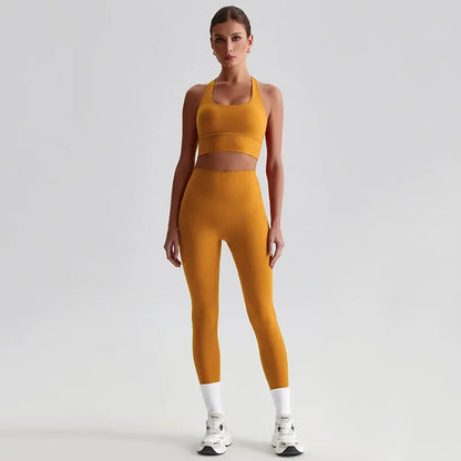 Cralom Seamless Yoga Set: Backless Sports Bra & Booty-Lifting Leggings