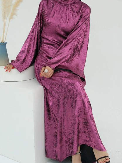 Cralom Ramadan Flare Sleeve Abaya Dress Modest Kaftan Luxury Dubai Abayas