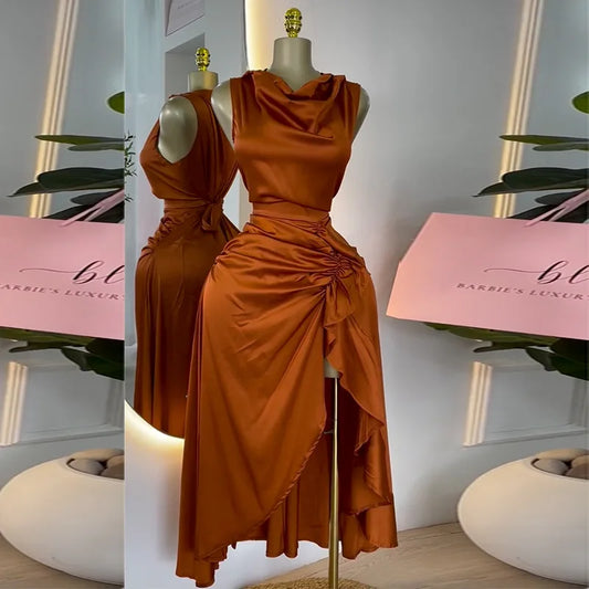Cralom Sleeveless Ruffle High Waist Dress