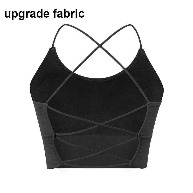 Cralom Strappy Yoga Sports Bra: Stylish Comfortable Workout Top for Women