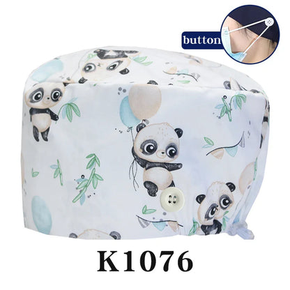 Cralom Cartoon Print Scrub Cap - Comfortable Women's Nurse Hat
