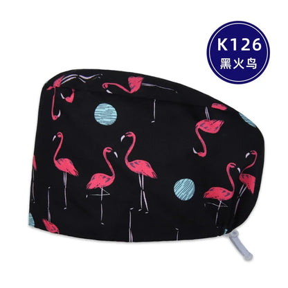 Cralom Women's Cat Print Doctor Hat for Pediatrics & Veterinary Clinics