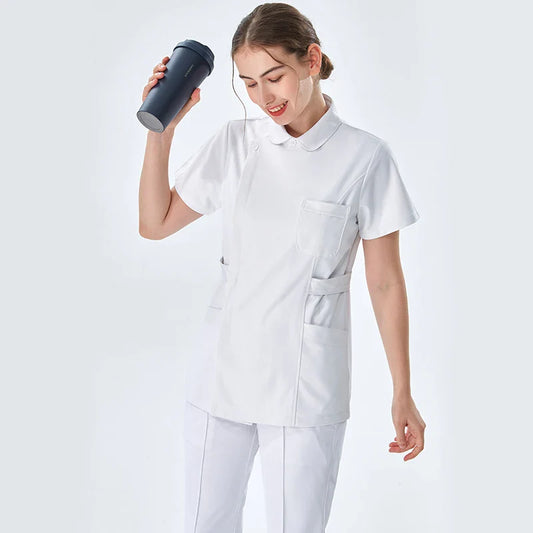 Cralom White Nurse Scrub Set Top and Pant - Hospital Workwear Suit