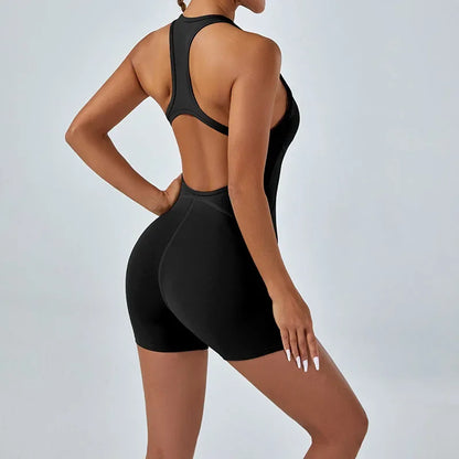 Cralom Beauty Back Sports Jumpsuit: Tight-Fit Yoga Set for Women, Hip Lifting & Backless.