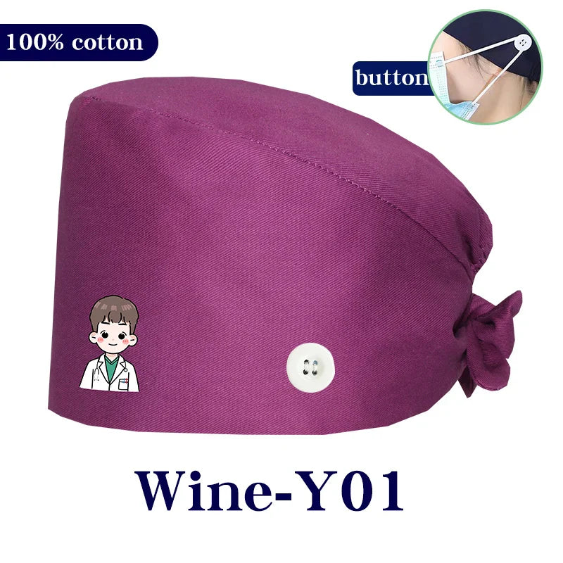 Cralom Cartoon Printed Surgical Scrub Caps for Medical & Pet Grooming Pros
