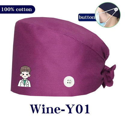 Cralom Cartoon Printed Surgical Scrub Caps for Medical & Pet Grooming Pros