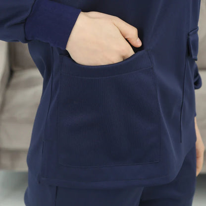 Cralom Men's Scrub Set for Dentist Nursing, Long Sleeve Workwear Uniform