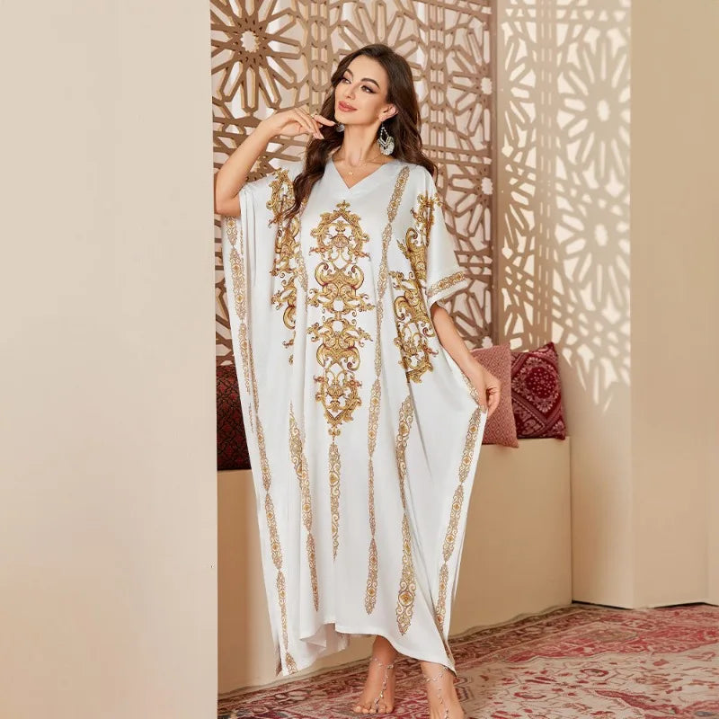 Cralom Printed Long Nightdress for Women in Elegant Spring Design