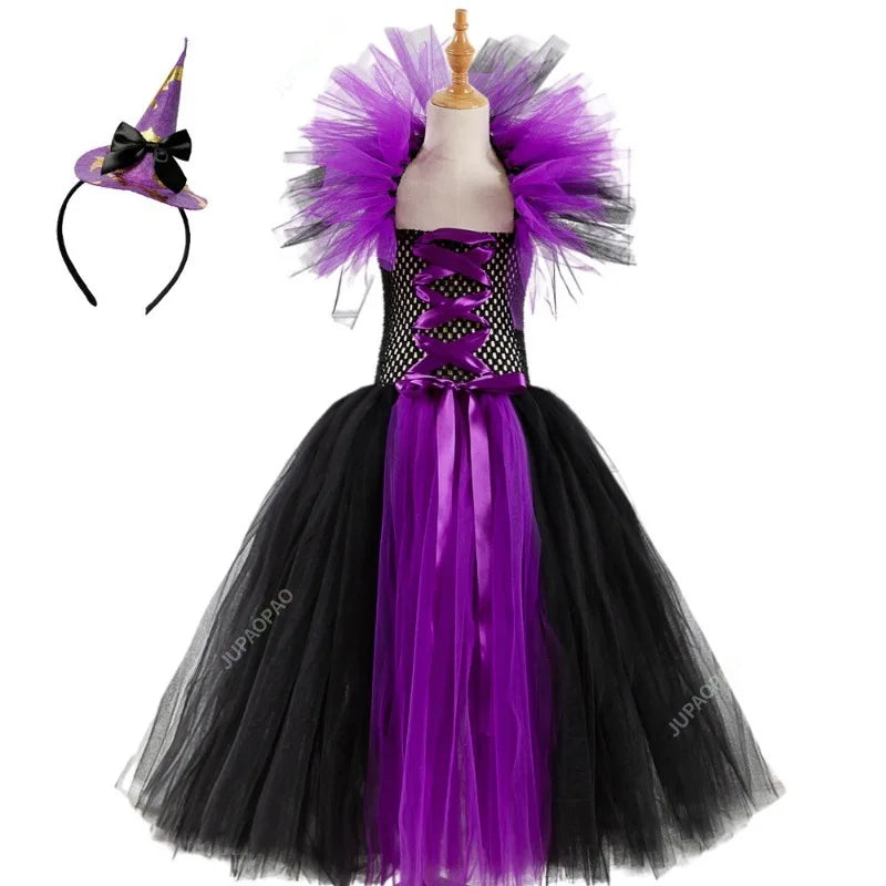 Cralom Witch Dress Evil Queen Cosplay Tutu Princess Outfit