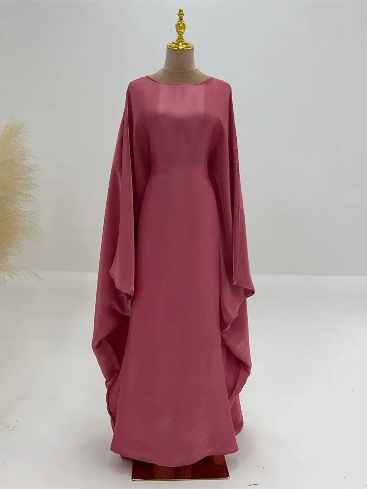 Helynys Butterfly Satin Maxi Abaya - Luxurious Dubai Kaftan Dress