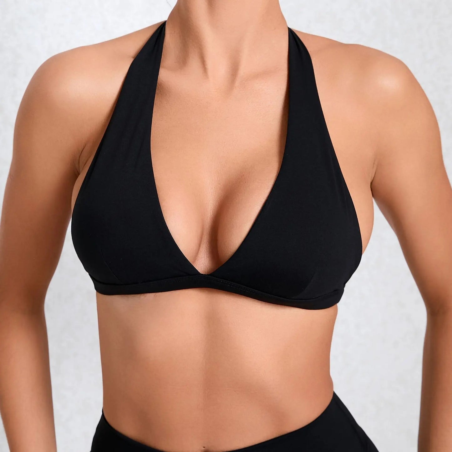 Cralom Halter Neck Sports Bra: Naked Feel Yoga Top, Quick Dry Workout Shirt