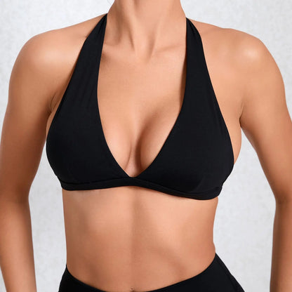 Cralom Halter Neck Sports Bra: Naked Feel Yoga Top, Quick Dry Workout Shirt