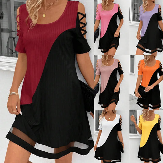 Cralom Mesh Hollow Splice Jumpsuit Mid Skirt